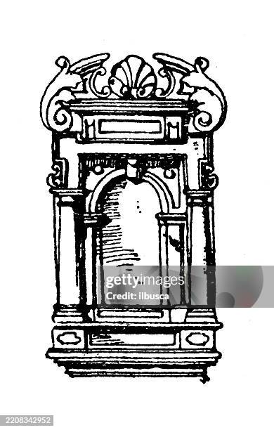 decorated objects, architectural frames - corner stone stock illustrations