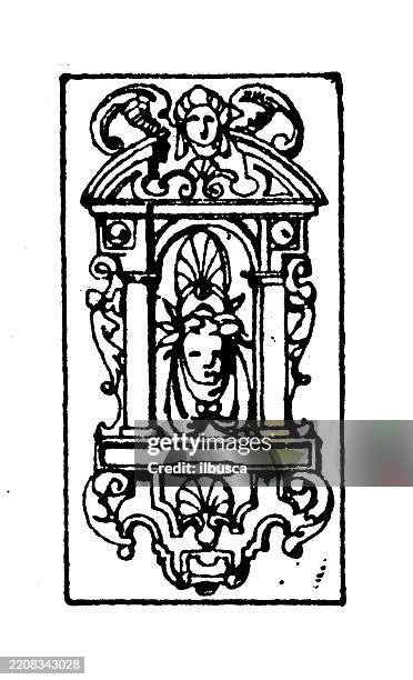 decorated objects, architectural frames - corner stone stock illustrations