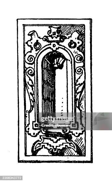 decorated objects, architectural frames - corner stone stock illustrations
