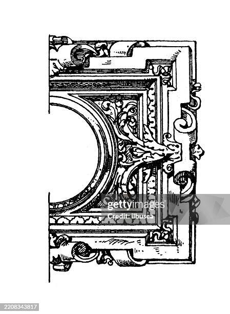 decorated objects, architectural frames - corner stone stock illustrations