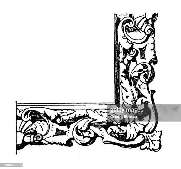 decorated objects, mirror frame - corner stone stock illustrations