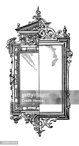 decorated objects, mirror frame - corner stone stock illustrations