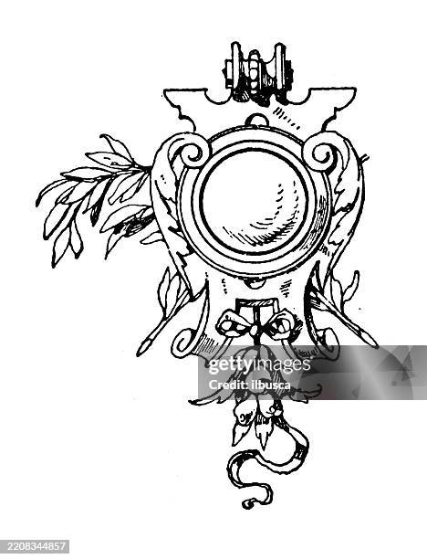 decorated objects, strap work frame - corner stone stock illustrations