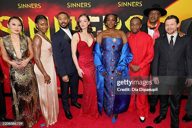 Li Jun Li, Jayme Lawson, Michael B. Jordan, Hailee Steinfeld, Wunmi Mosaku, Miles Caton, Delroy Lindo and Jack O'Connell attend the Warner Bros...