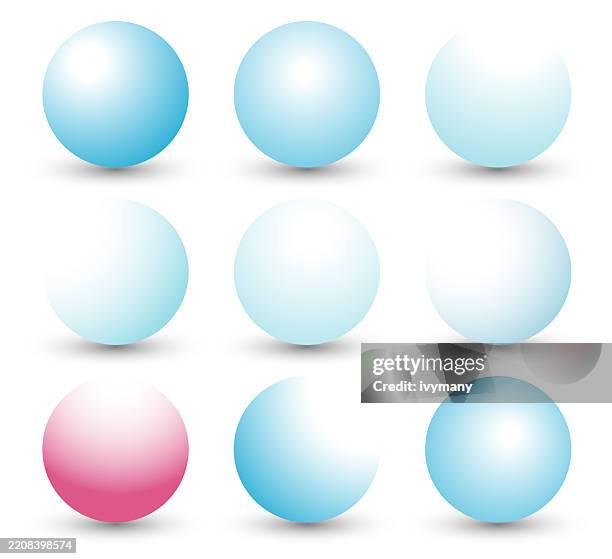 abstract blue ball 3d sphere symbol icon set collection - shiny ball with shadow stock illustrations