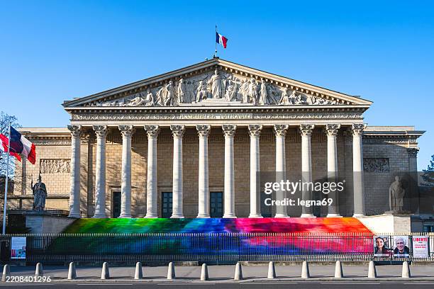 paris : french national assembly (palais bourbon) with colored steps - les invalides quarter stock pictures, royalty-free photos & images