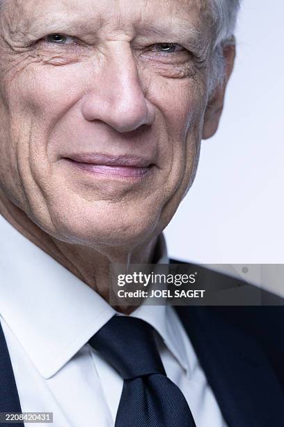 Former French Prime Minister Dominique de Villepin, poses during a photo session in Paris on April 4, 2025.