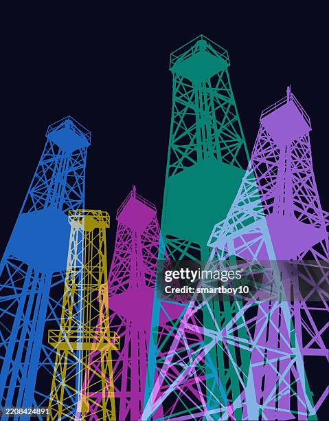 oil, gas or fracking drilling rigs - fracking stock illustrations