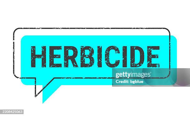 herbicide - blue grunge speech bubble on blank background - herbicide stock illustrations