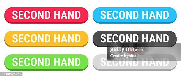 second hand - colorful 3d click web buttons on blank background - thrift store stock illustrations
