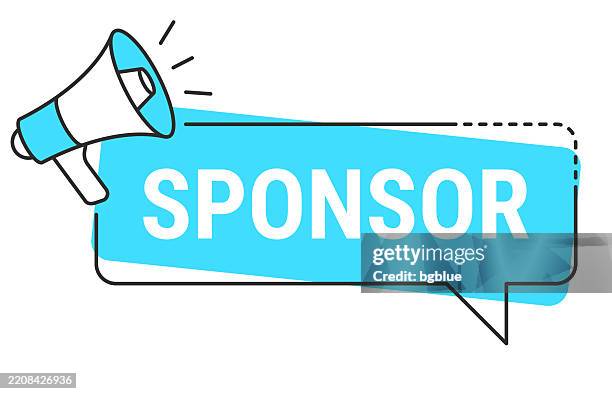 sponsor - speech bubble and megaphone on white background - hosting stock illustrations