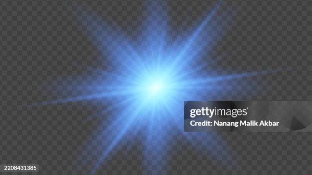 bildbanksillustrationer, clip art samt tecknat material och ikoner med blue sunlight or flare light effect with transparent background - ljusreflex bildeffekt