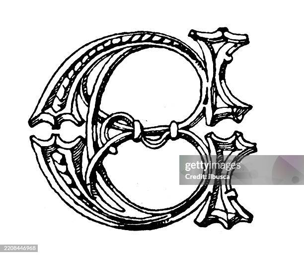 ornate letters and alphabets - gothic style stock illustrations