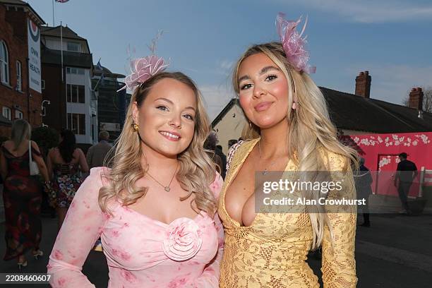 Fashion on Ladies Day at Aintree Racecourse on April 04, 2025 in Liverpool, England.