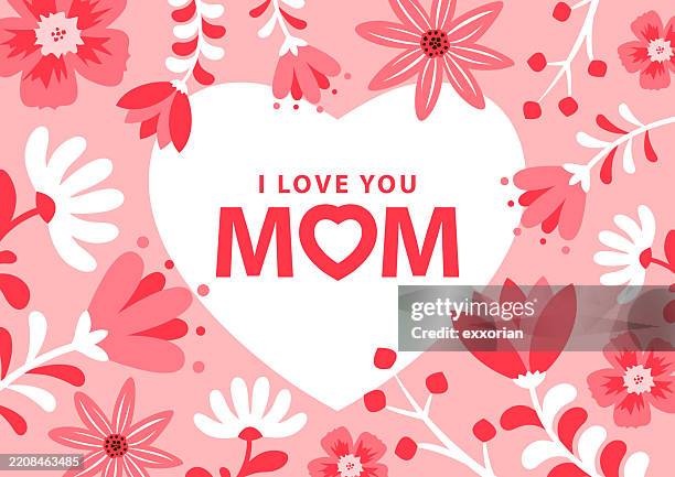 ich liebe dich mama blumen hintergrund - muttertag herz stock-grafiken, -clipart, -cartoons und -symbole