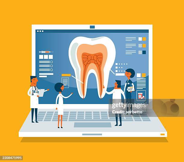 dental care - analyzing - dentist computer stock illustrations