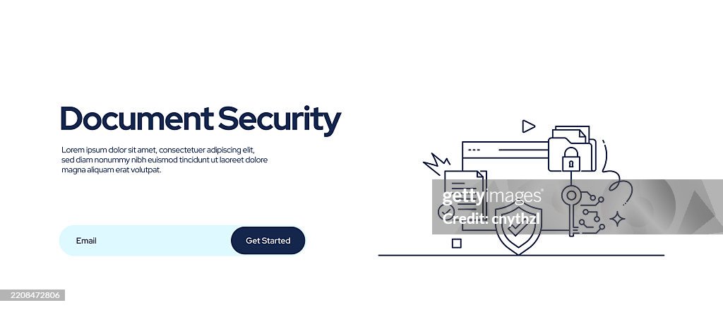 Vector Set Of Illustration Document Security Concept Line Art Style ...