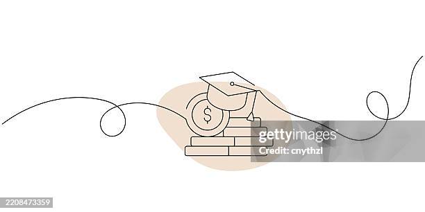 continuous line drawing of student loan icon. hand drawn symbol vector illustration. - continuous-learning-icon stock illustrations