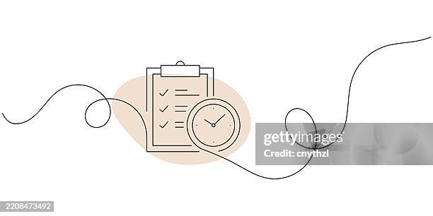 continuous line drawing of task management icon. hand drawn symbol vector illustration. - plan document stock illustrations