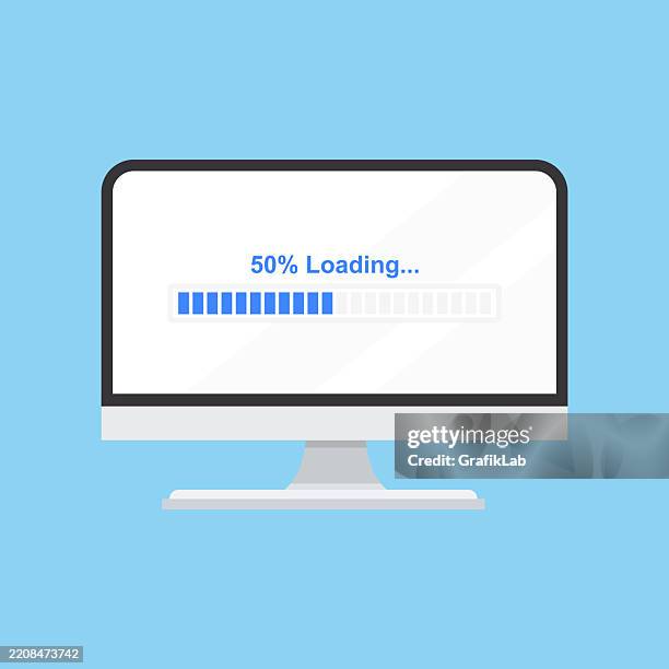 Computer Screen Displaying Loading Bar 50 Percent High-Res Vector ...