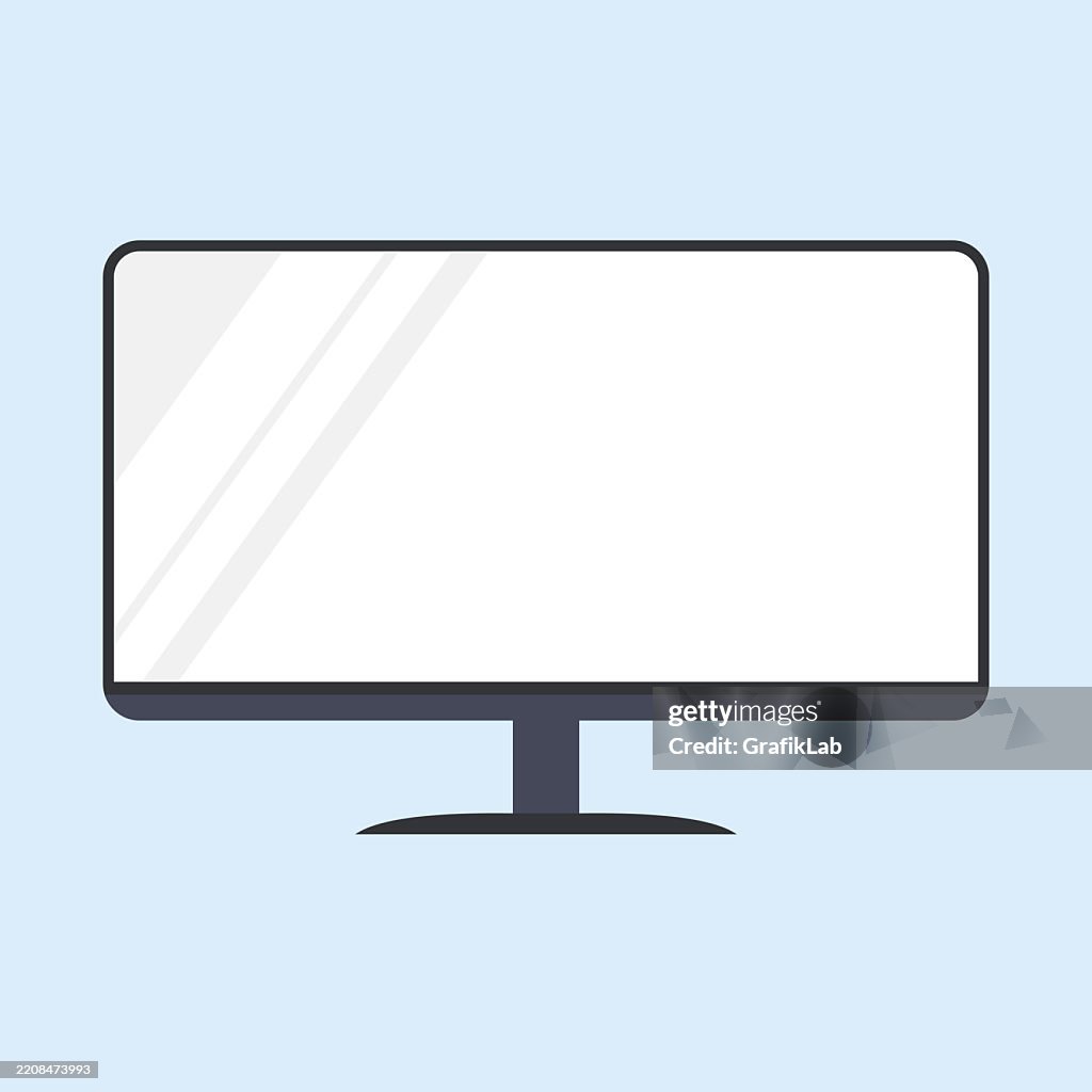 Minimalistic Illustration Modern Flat-Screen Monitor