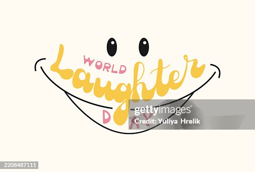 Laughter Lettering World Laughter Day Groovy Lettering With Smile For Print And Posters ...