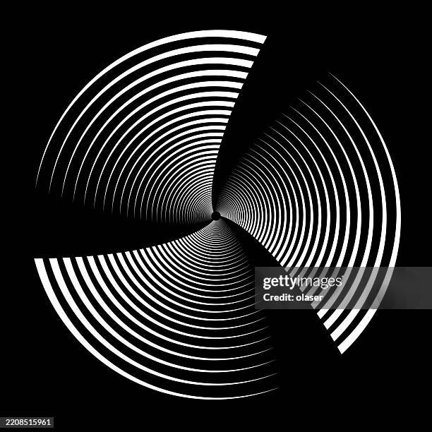 abstract black and white spiral optical illusion. - vortex tunnel stock illustrations