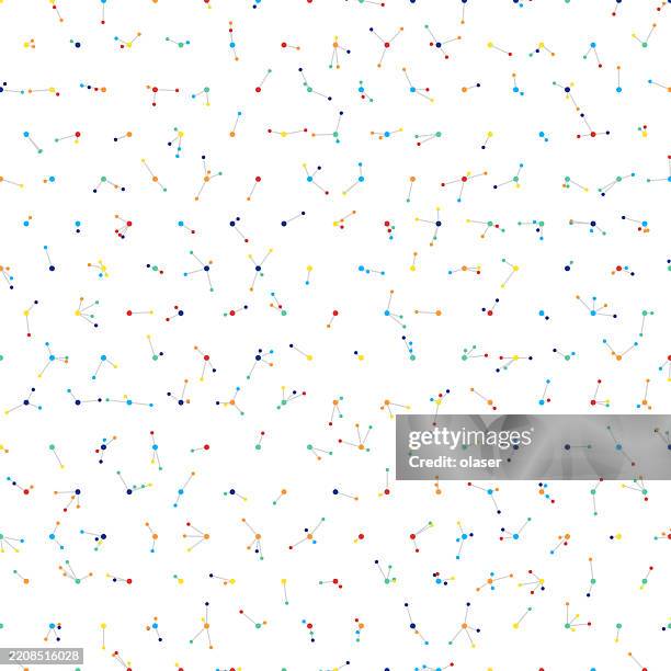 grid of small colorful molecules - small molecule stock illustrations