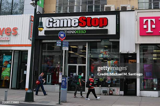 Gamestop store is seen in Union Square on April 04, 2025 in New York City. Shares of GameStop Corp. Rose 1.7% after Chief Executive Ryan Cohen...