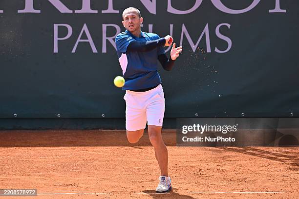 Daniel Evans of Great Britain participates in the ATP Challenger Atkinson Monza Open 2025 at Villa Reale Tennis in Monza, Italy, on April 8, 2023.