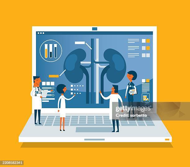 stockillustraties, clipart, cartoons en iconen met kidney organ - analyzing - nierbekkenontsteking