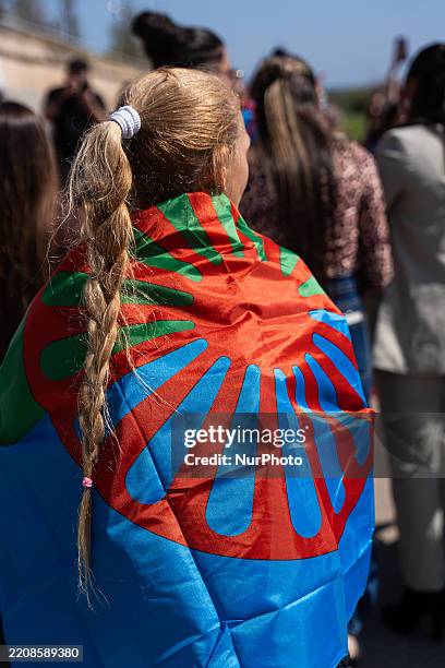 Dozens of Romani people gather on the banks of the Besòs River to celebrate International Romani Day in Barcelona, Spain, on April 8, 2025. During...
