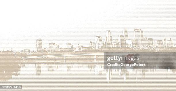 city skyline with river and bridge - mississippi river sunrise stock illustrations