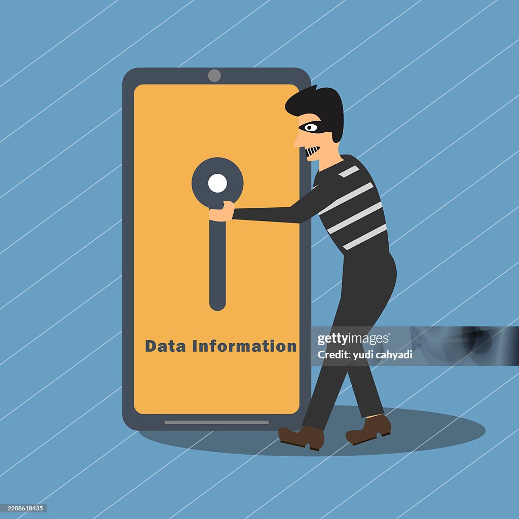 Data Robbery Design Cybersecurity Threat Data Theft Concept Illustration High-Res Vector ...
