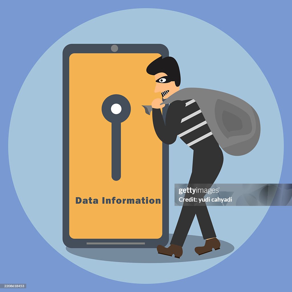Data Robbery Design Cybersecurity Threat Data Theft Concept Illustration High-Res Vector ...