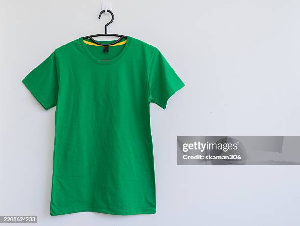colorful t-shirt compose with white background - t shirt stock-fotos und bilder