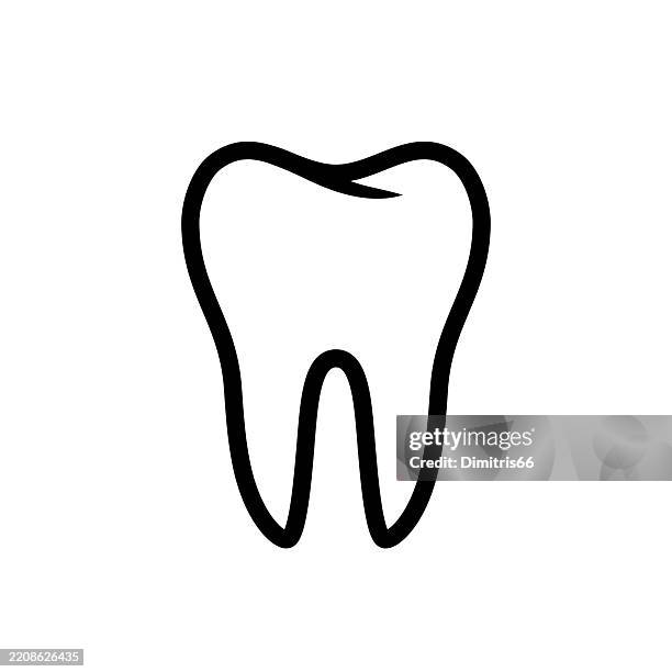 zahn-linie-icon - zahnarzt stock-grafiken, -clipart, -cartoons und -symbole