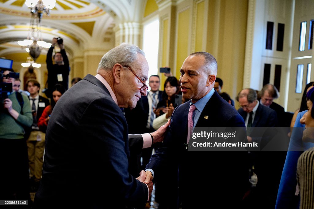 Democratic Leaders Schumer and Jeffires Speak At The U.S. Capitol