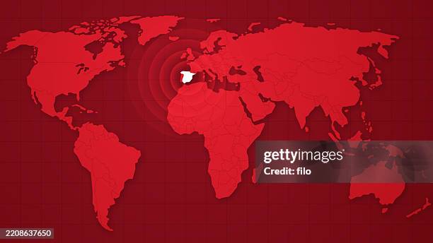 spain country outline focus circles influence map background - spanish civil war stock illustrations