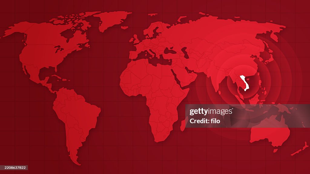 Vietnam Country Outline Focus Circles Influence Map Background