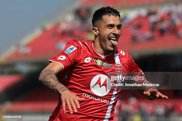 Dany Mota Carvalho of AC Monza celebrates after scoring to give the side a 1-0 lead during the Serie A match between AC Monza and Como 1907 at...