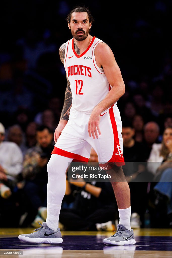 Steven Adams Rockets Basketball Steven Adams of the Houston Rockets defends during the first half ...