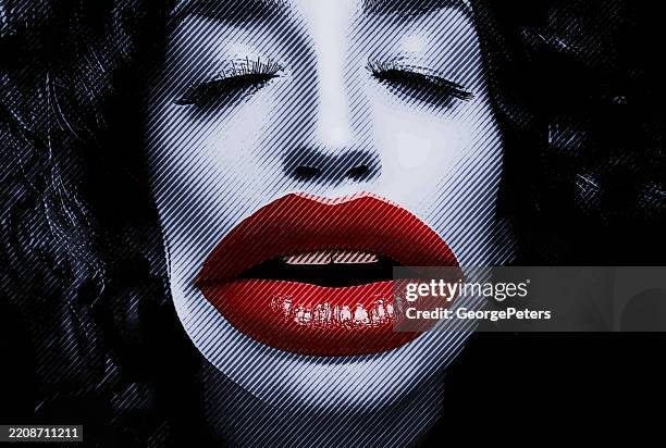 huge lips - red lips stock illustrations