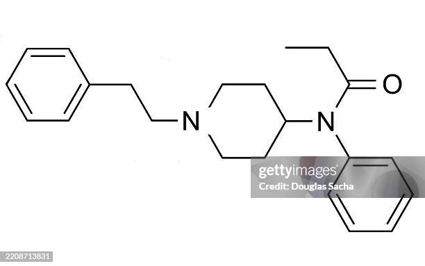 fentanyl chemical formula. fentanyl molecular structure - ketamine stock pictures, royalty-free photos & images
