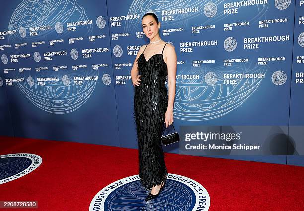 Gal Gadot attends the 11th Breakthrough Prize Ceremony at Barker Hangar on April 05, 2025 in Santa Monica, California.
