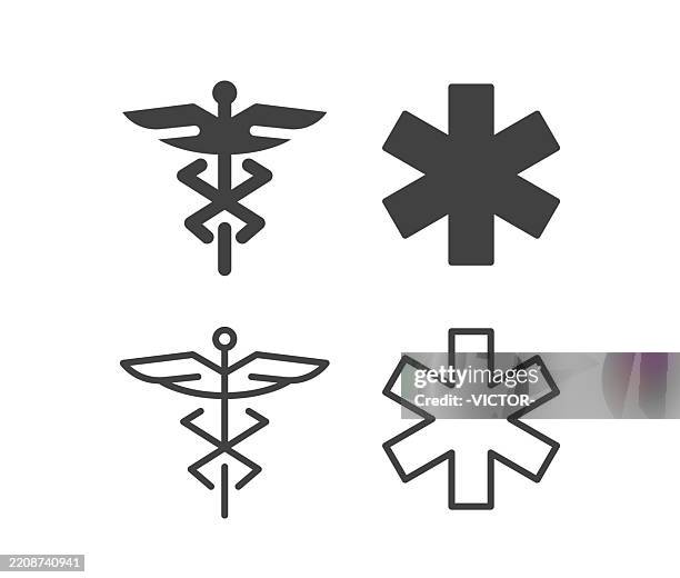 medical - sign - illustration icons - rod of asclepius stock illustrations