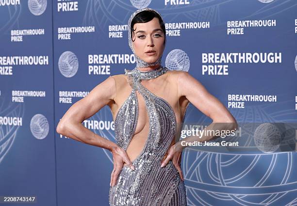Katy Perry attends the 11th Breakthrough Prize Ceremony at Barker Hangar on April 05, 2025 in Santa Monica, California.