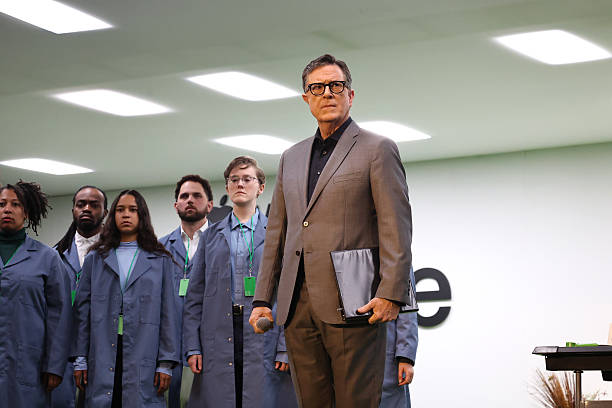 Stephen Colbert seen at Apple TV+ global hit series “Severance” for a star-studded Outdoor Retreat Team Building Occurrence at Lumon Industries on...