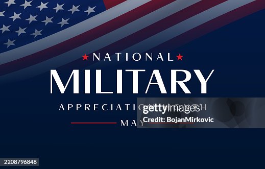 National Military Appreciation Month card, poster, May. Vector National Military Appreciation Month card, poster, May. Vector