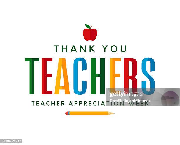 stockillustraties, clipart, cartoons en iconen met thank you teachers. teacher appreciation week poster. vector - bewondering